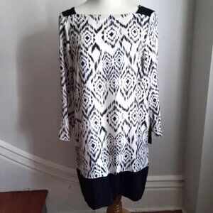 ZARA BLACK WHITE PRINT SILKY TUNIC DRESS NWT M